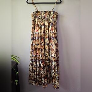 Natural Life Floral Smocked Tiered Maxi Dress - Size Medium